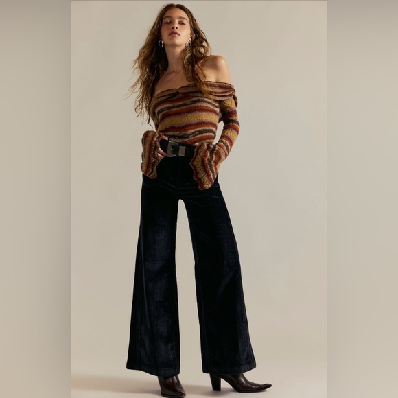 Kellee High Rise Cord Palazzo Pants NWOT brick wall - Picture 1 of 3